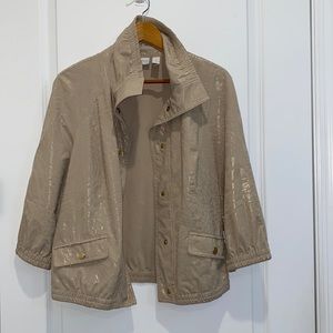 Chico’s Zenergy tan zebra print jacket coat medium